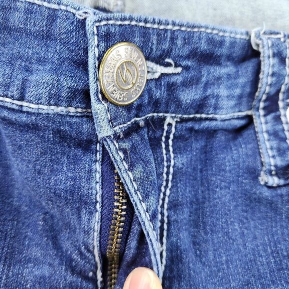 💇‍♀️Seven7 Blue Medium Wash Adjustable Leg Cropped Jeans Size 18 - Picture 8 of 12